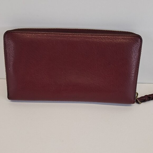 Fossil Zip Around Burgundy Marron Leather Wallet - Picture 3 of 12